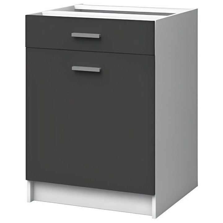 EXTRA - Meuble bas de cuisine 60cm 1 Tiroir - Gris Mat