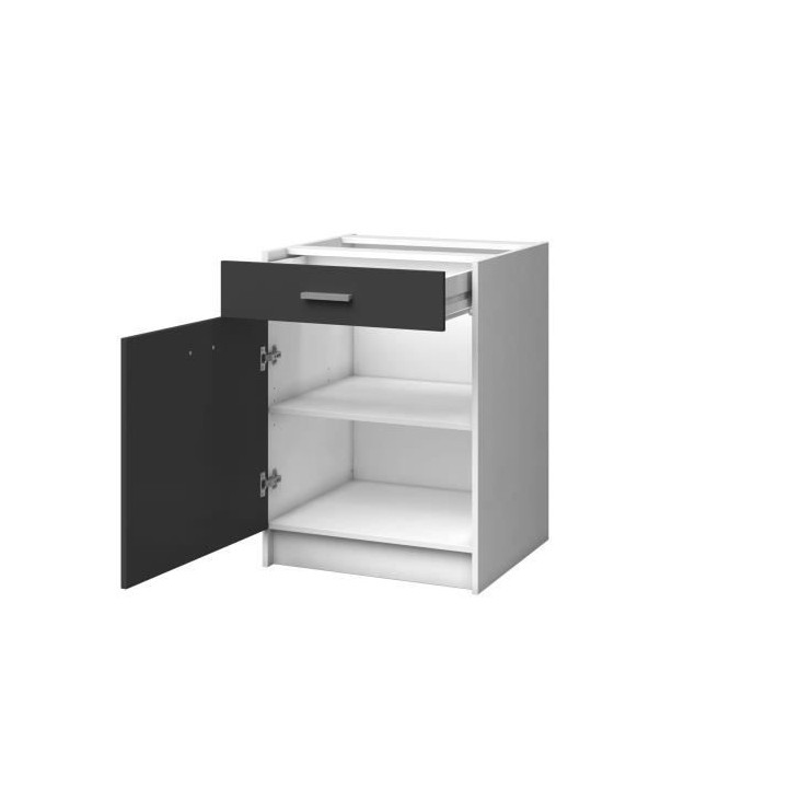 EXTRA - Meuble bas de cuisine 60cm 1 Tiroir - Gris Mat