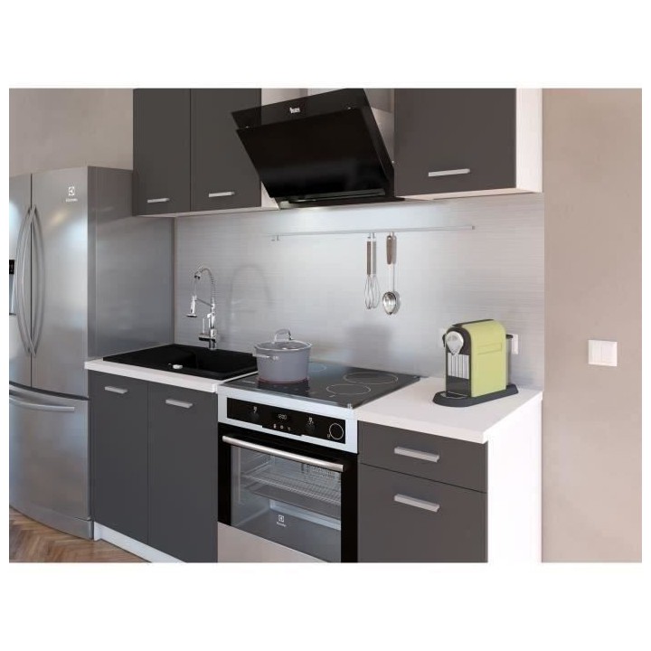 EXTRA - Cuisine complete L 180cm - 4 éléments -Gris Mat