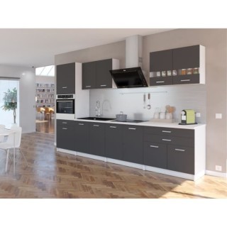 EXTRA - Cuisine complete colonne L 300cm - 6 éléments -Gris Mat