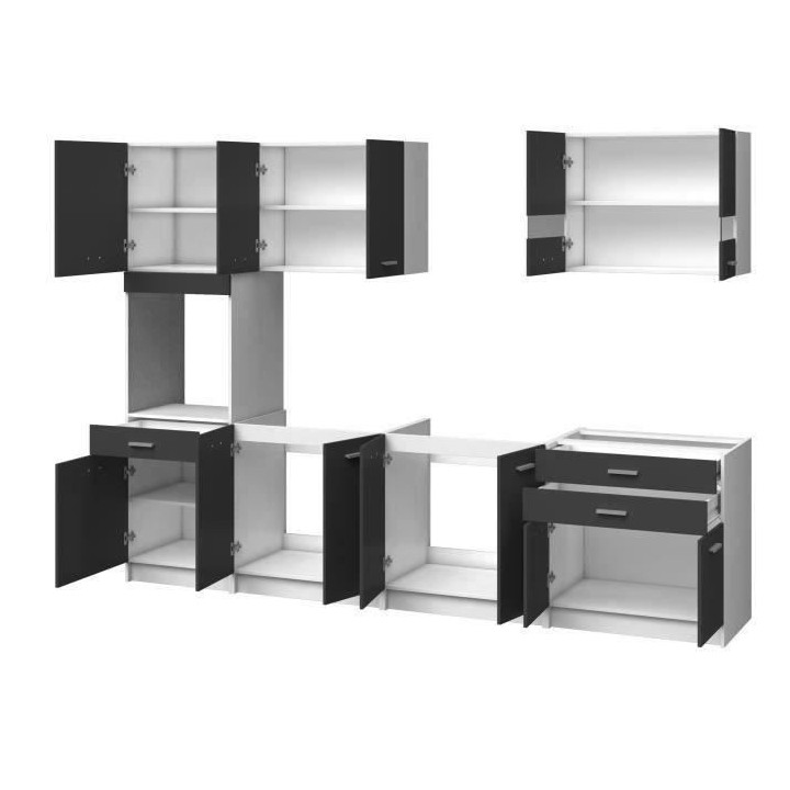 EXTRA - Cuisine complete colonne L 300cm - 6 éléments -Gris Mat