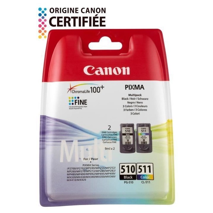 CANON Pack de 2 cartouches d'encre PG-510 / CL-511 Noir + Couleur