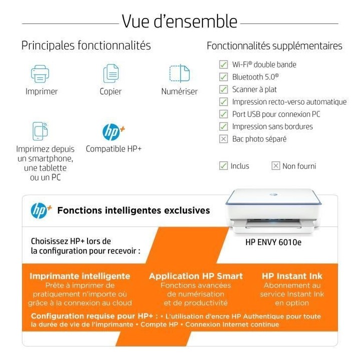 Imprimante tout-en-un HP Envy 6010e Jet d'encre couleur Copie Scan - 3