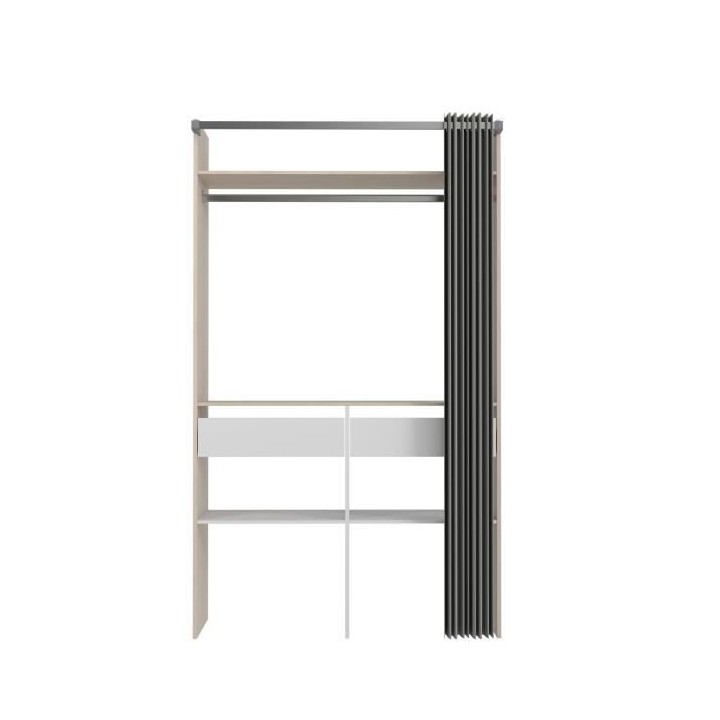 Aménagement de placard ARTIC avec rideau - Chene et Blanc - 1 penderi