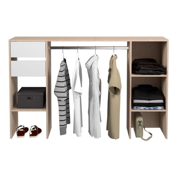 Kit dressing - EKIPA - URBAIN - Chene brooklyn et blanc - 2 tiroirs