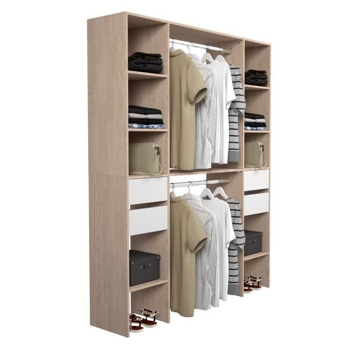 Kit dressing - EKIPA - URBAIN - Chene brooklyn et blanc - 2 tiroirs