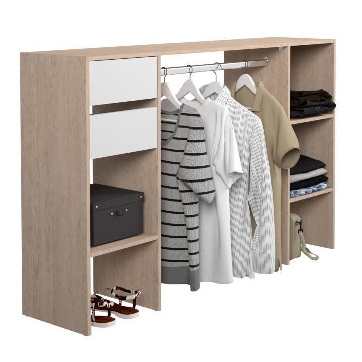 Kit dressing - EKIPA - URBAIN - Chene brooklyn et blanc - 2 tiroirs