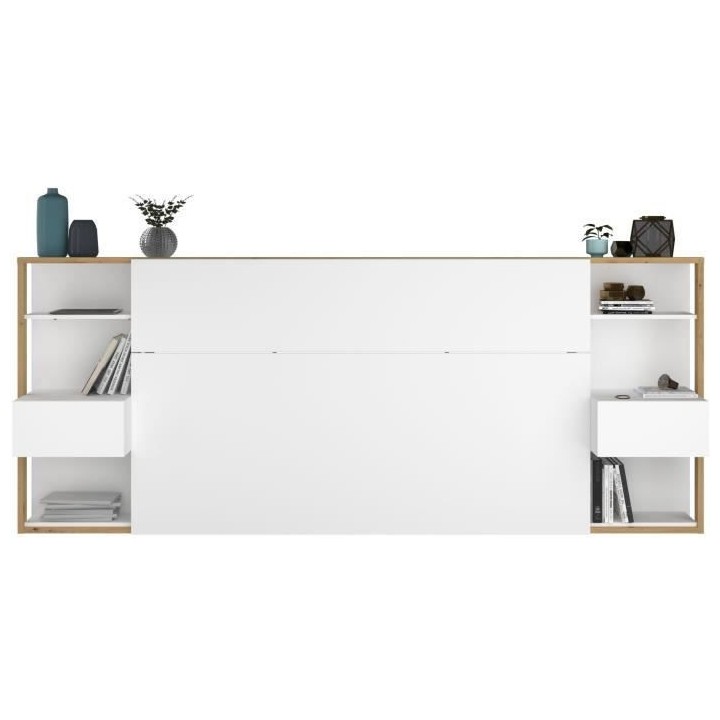 PARISOT Tete de Lit avec étageres + chevets intégrés - Décor blanc