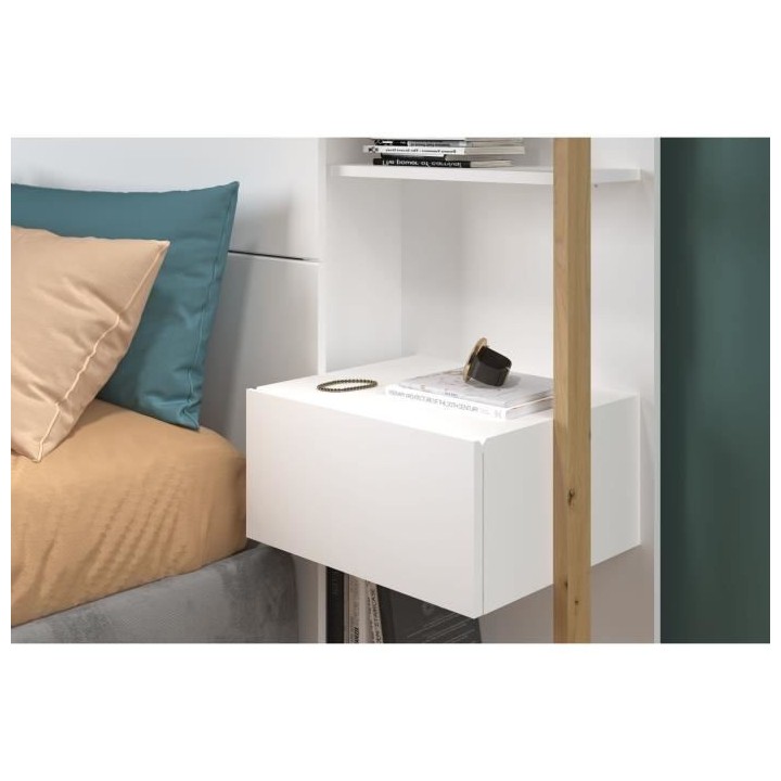 PARISOT Tete de Lit avec étageres + chevets intégrés - Décor blanc
