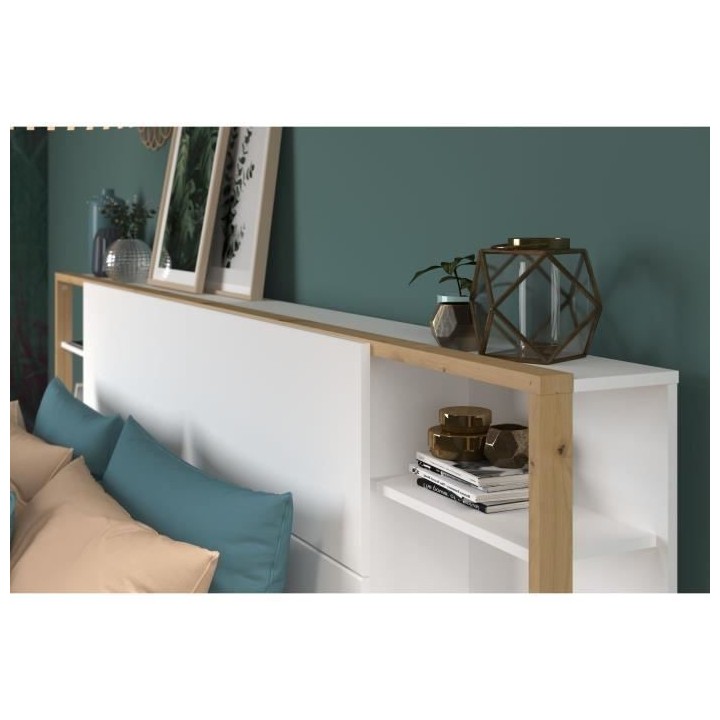 PARISOT Tete de Lit avec étageres + chevets intégrés - Décor blanc
