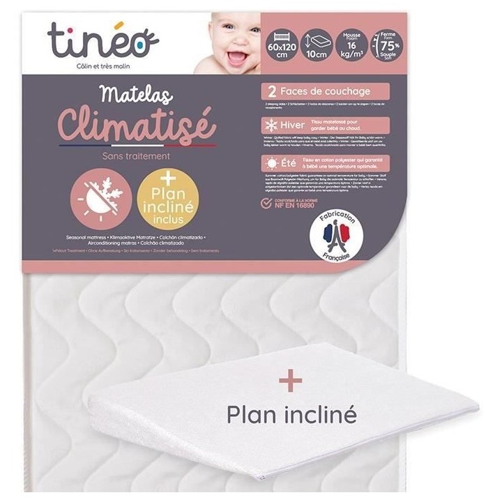 Matelas Climatisé TINEO 60x120 cm - Epaisseur 10 cm - Livre avec un p