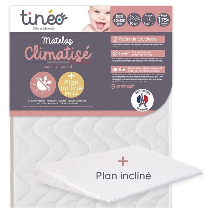 Matelas Climatisé TINEO 70x140 cm - Epaisseur 10 cm - Livre avec un p