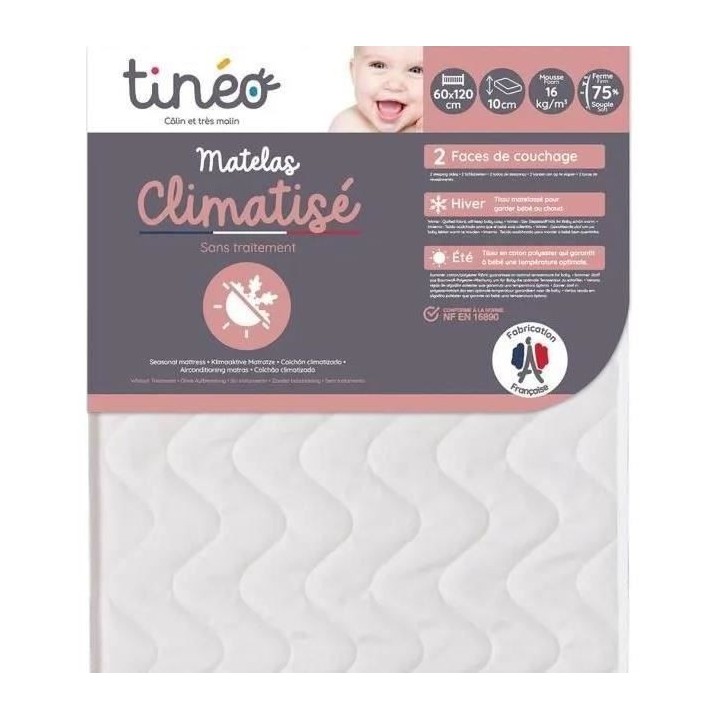 TINEO Matelas bébé Climatisé 60x120 cm