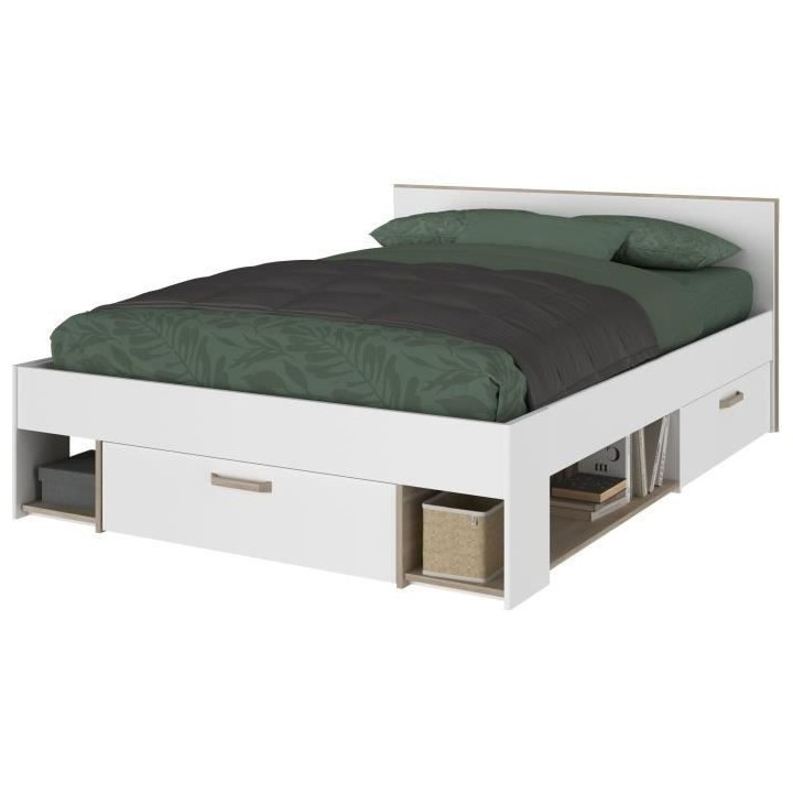 Chambre complete adulte DREAM : Lit 140x190/200 cm + 2 chevets + commo