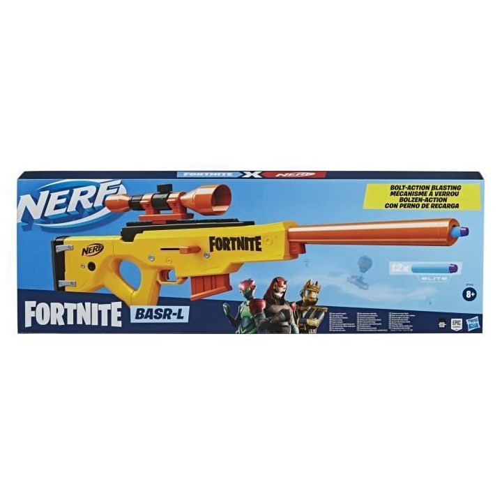 NERF - Fortnite BASR-L - Blaster a verrou et a chargeur, inclut viseur