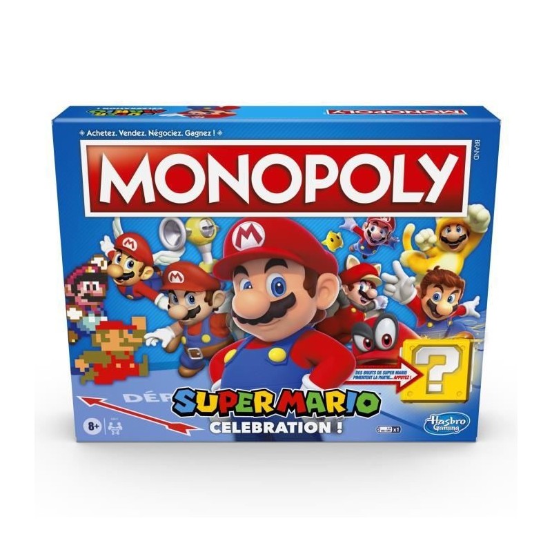 MONOPOLY Super Mario Celebration, jeu de societe pour enfants, jeu de plateau a partir de 8 ans, version francaise