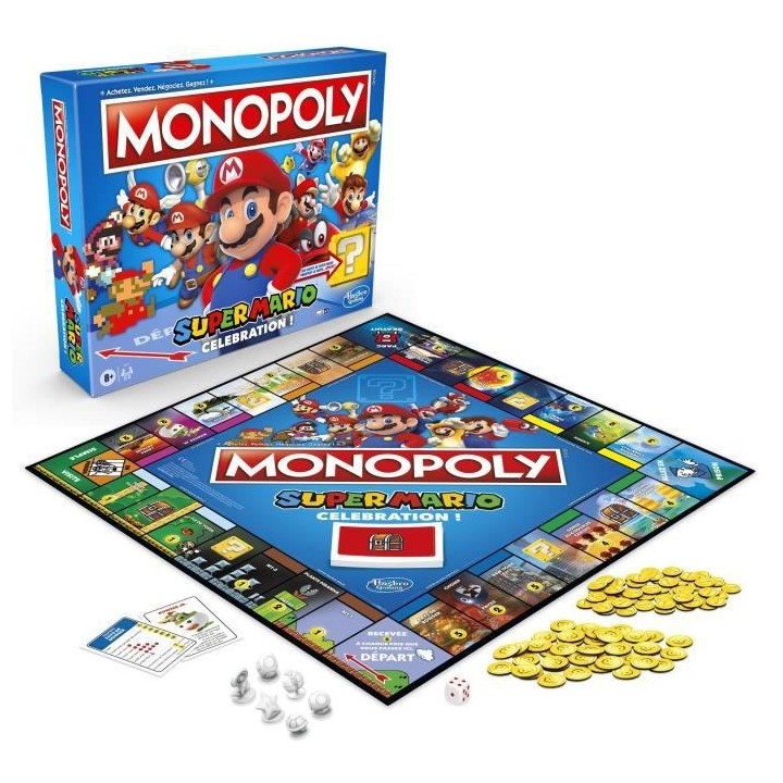 MONOPOLY Super Mario Celebration, jeu de societe pour enfants, jeu de