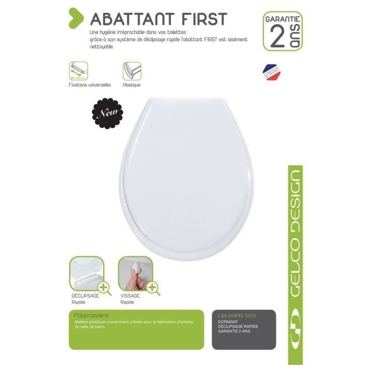 ABATTANT FIRST BLANC - POLYPROPYLENE