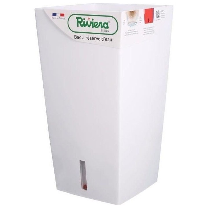 RIVIERA Pot de fleurs carré Eva New en plastique - 28 x 28 x H 52 cm