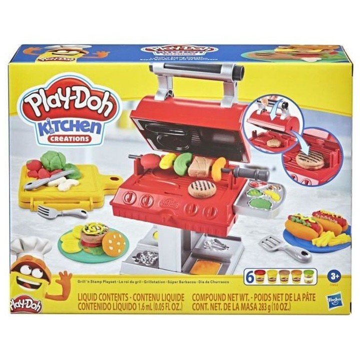 PLAY-DOH - Kitchen Creations - Le roi du grill avec 6 Pots de pâte a