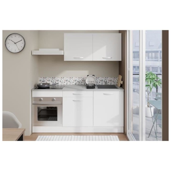 Cuisine complete OSLO - L 180cm - Blanc Mat - Plan de travail inclus