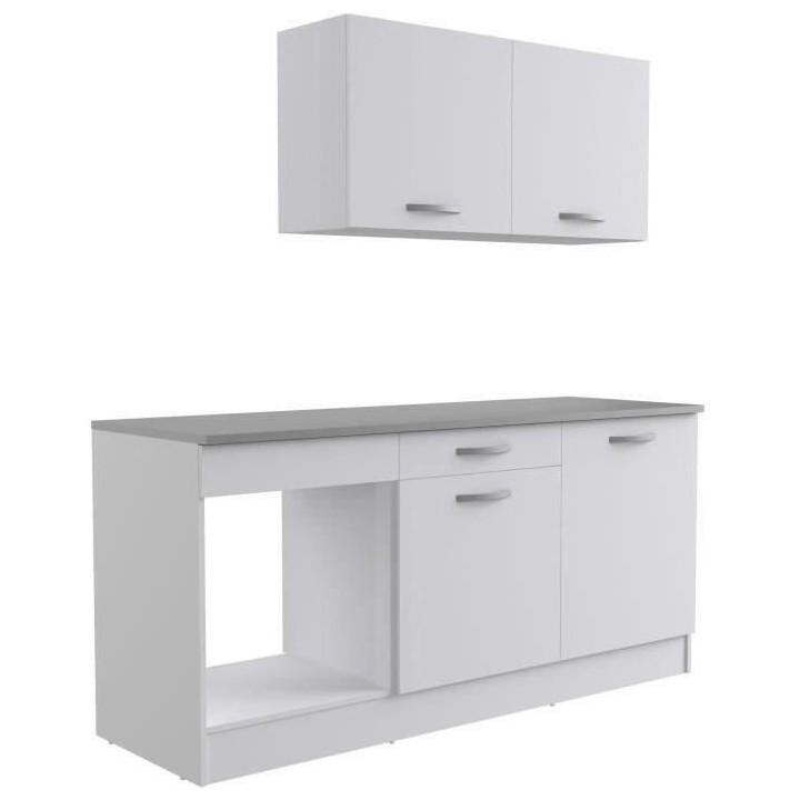 Cuisine complete OSLO - L 180cm - Blanc Mat - Plan de travail inclus