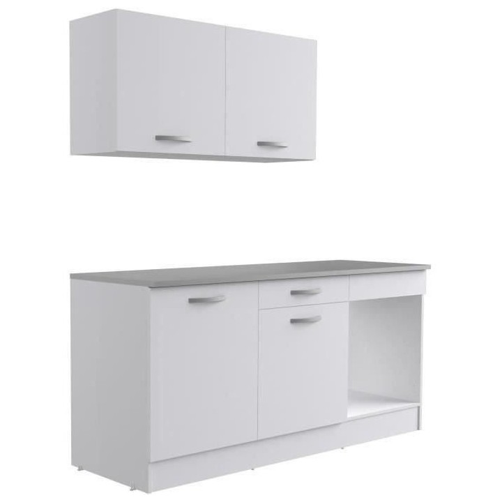 Cuisine complete OSLO - L 180cm - Blanc Mat - Plan de travail inclus