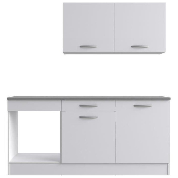 Cuisine complete OSLO - L 180cm - Blanc Mat - Plan de travail inclus