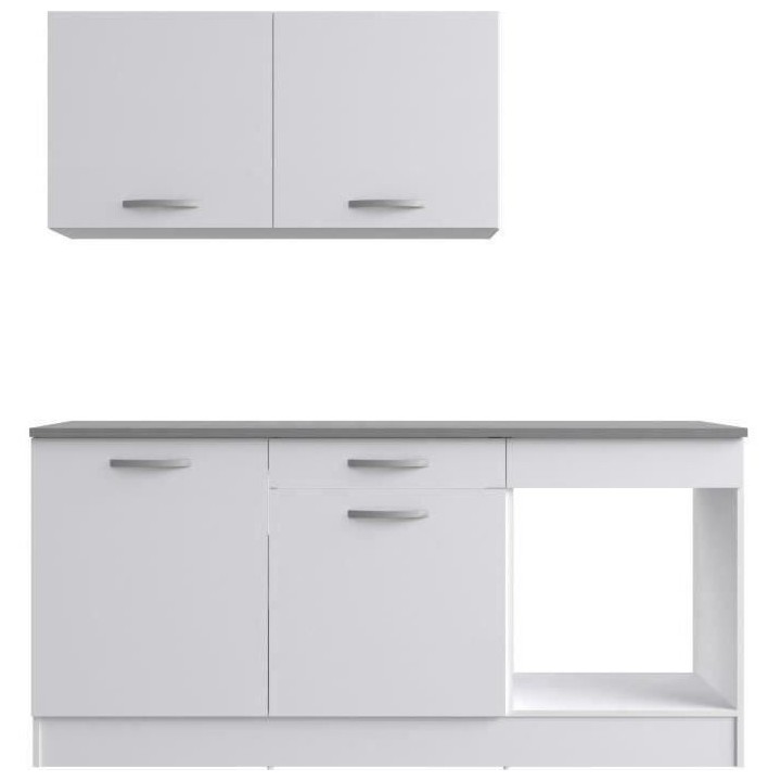 Cuisine complete OSLO - L 180cm - Blanc Mat - Plan de travail inclus