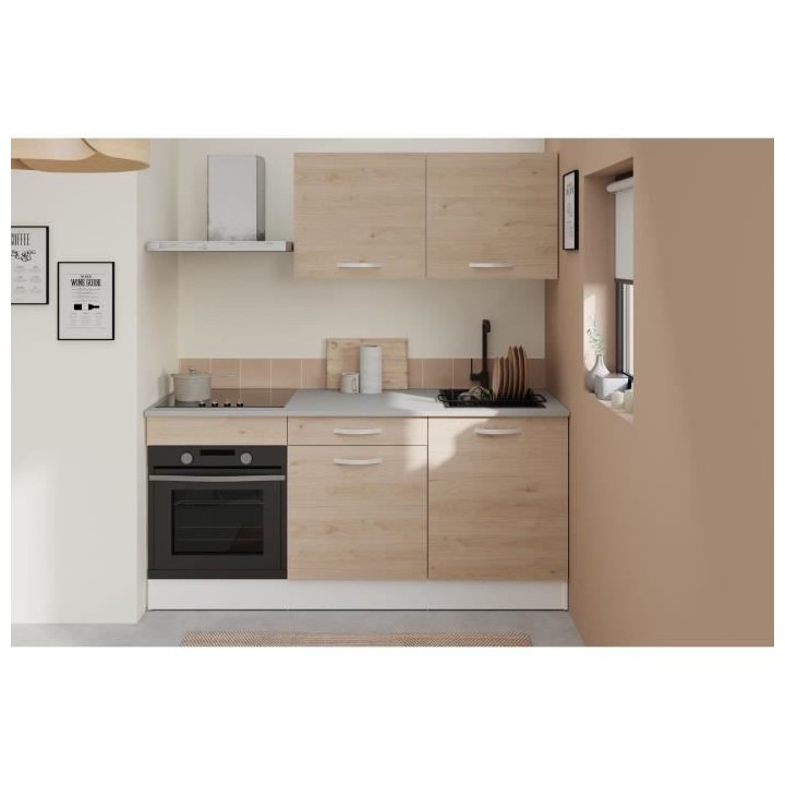Cuisine complete OSLO - L 180cm - Chene - Plan de travail inclus