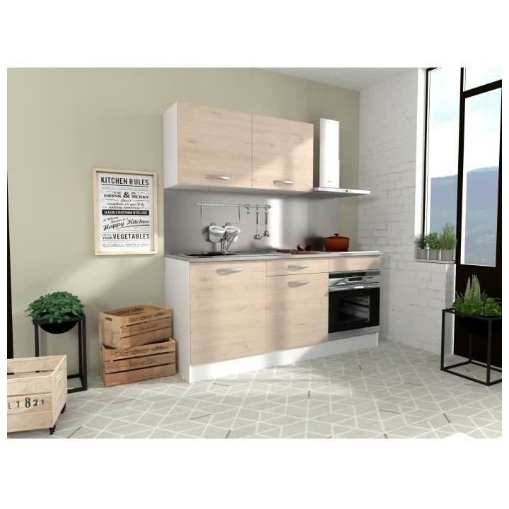 Cuisine complete OSLO - L 180cm - Chene - Plan de travail inclus