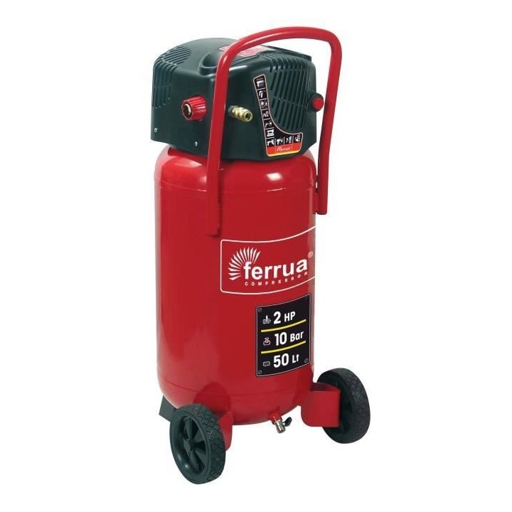 Compresseur d'air vertical Ferrua 425089 - 50L - 1500W - 10 bars - 2 C