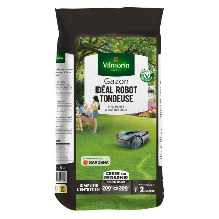 Semences de gazon VILMORIN - Idéal robot tondeuse sac de 5KG - Brins