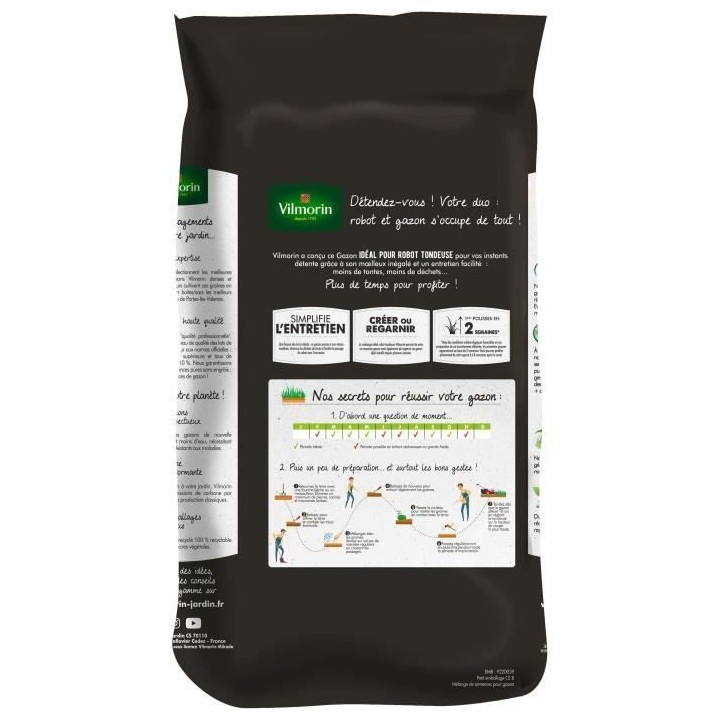Semences de gazon VILMORIN - Idéal robot tondeuse sac de 5KG - Brins