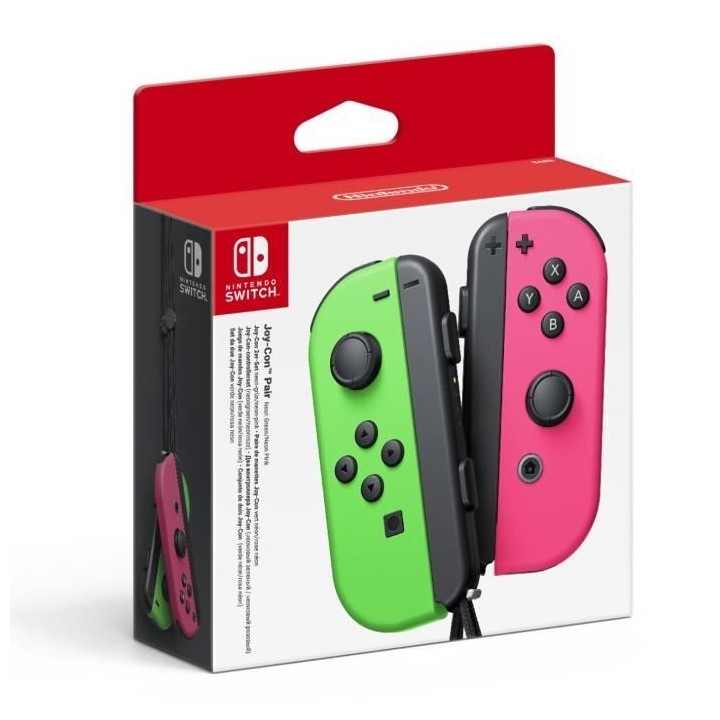 Paire de manettes Joy-Con Vert Néon & Rose Néon pour Nintendo Switch