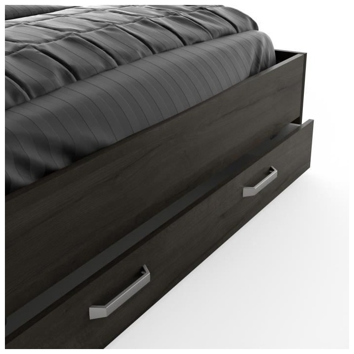 Lit adulte RICHMOND 140x190/200 cm - Décor chene Waterford - 1 Tiroir