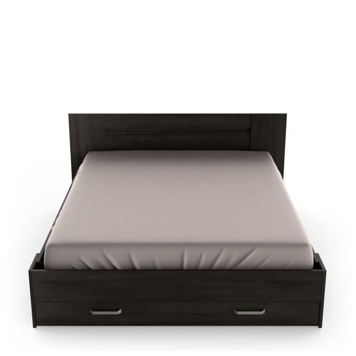 Lit adulte RICHMOND 160x200 cm - Décor chene Waterford - 1 Tiroir - L