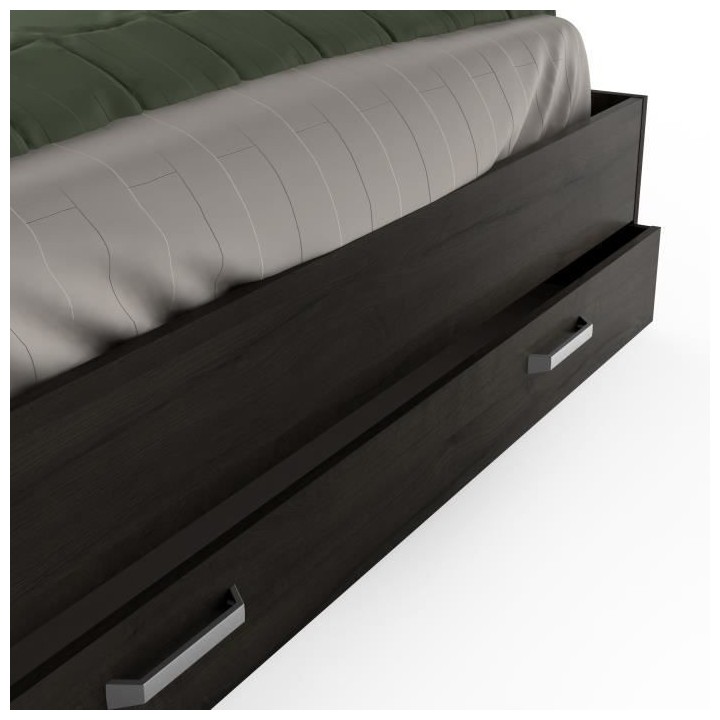 Lit adulte RICHMOND 160x200 cm - Décor chene Waterford - 1 Tiroir - L