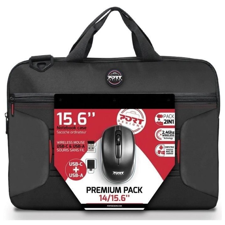 Premium Pack Sacoche PC + Souris sans fil + Dungle USB & Adaptateur Ty
