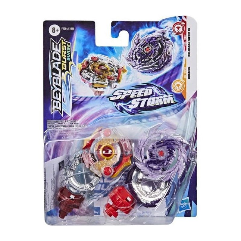 BEYBLADE - Burst Surge Dual Pack - 2 toupies de compétition Speedstorm Kolossal Fafnir F6 et Odax O6