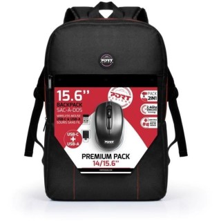 PORT DESIGNS Sac a dos pour PC Portable + Souris Sans Fil USB A & Type