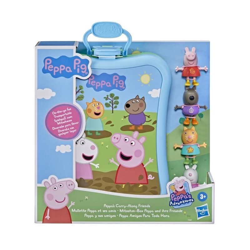 PEPPA PIG - Peppa's Adventures - Mallette Peppa et ses amis avec 4 figurines et mallette de transport - des 3 ans