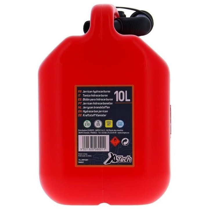 Jerrican plastique - XL TECH - 506021 - Capacité 10 litres - Homologu