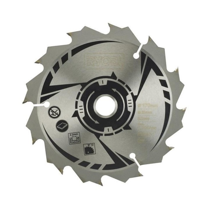 Lame de scie circulaire RYOBI 170 mm - 12 dents - Alésage 20 mm