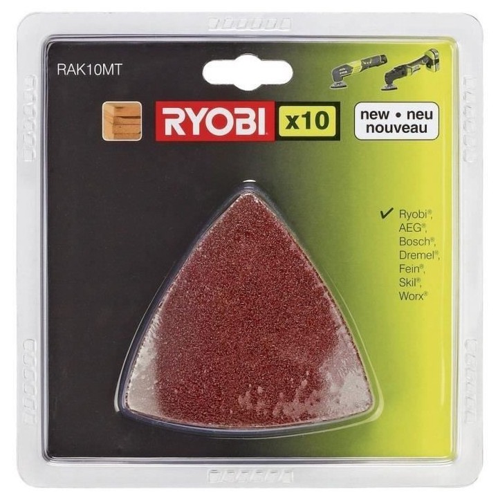 Kit 10 triangles abrasifs pour Multitool 60/80/120 - RYOBI