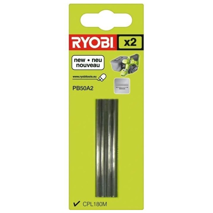 Jeu de 2 fers jetables (carbure) 50 mm pour rabot ONE+ RYOBI