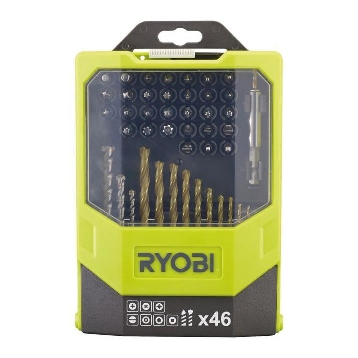 Coffret mixte 46 accessoires - RYOBI - perçage maçonnerie-métal et
