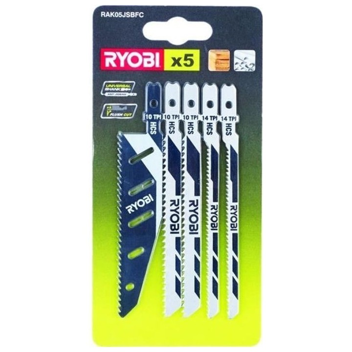 Lames spéciales pour scie sauteuse FLUSHCUT RYOBI - Bois 10 TPI, Chan