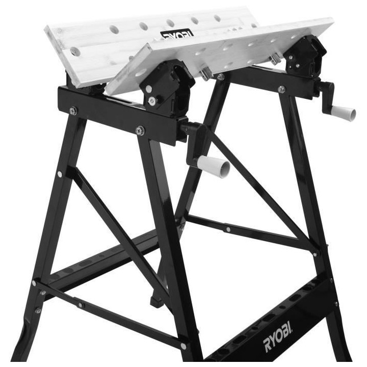 Etabli pliable - RYOBI - Orientable a 90° - Table bambou 605 x 625 x