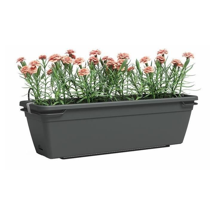 Kit Balcon Jardiniere - Plastique - Anthracite - Rectangulaire - L60 x